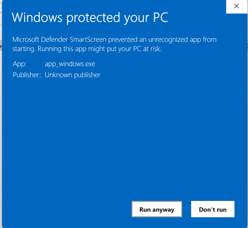 What to look for when you click on a newly downloaded executable.